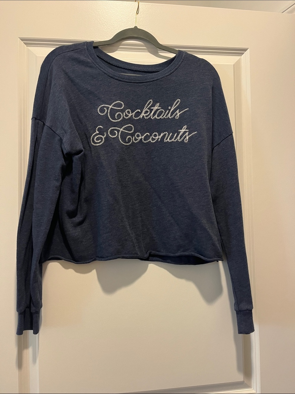 Target Navy Off-the-Shoulder Sweater "Cocktails & Coconuts"